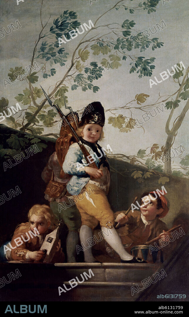 FRANCISCO DE GOYA. MUCHACHOS JUGANDO A SOLDADOS - 1778-1779 - O/L 146x94 - NP 783 - CARTON PARA TAPIZ.