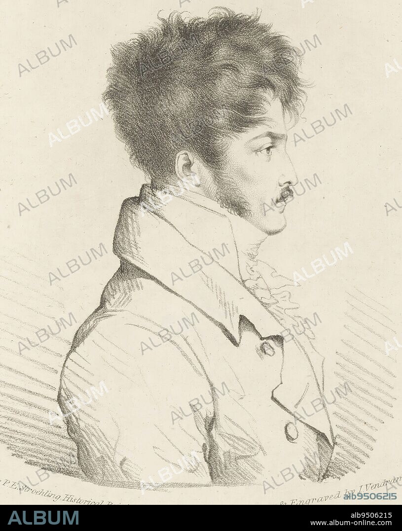 Portrait of Frederick William Henry August, Prince of Prussia, Giovanni Vendramini, after Eduard Ströhling, 1814, Below the portrait three lines of English text., print maker: Giovanni Vendramini, (mentioned on object), intermediary draughtsman: Eduard Ströhling, (mentioned on object), publisher: Giovanni Vendramini, (mentioned on object), London, 1814, paper, engraving, h 299 mm - w 225 mm.