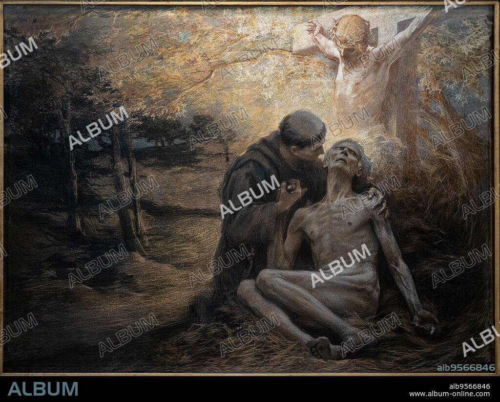 St. Francis and Poverty, Paradise, canto XI, by Giuseppe Mentessi, 1902, pastel on paper. Illustration for the Divine Comedy published by F. lli Alinari in 1902-3.