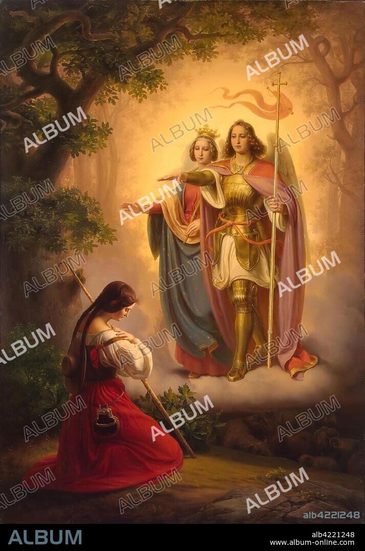 HERMANN ANTON STILKE. 'Appearance of Sts Catherine and Michael to Joan of Arc (Lef-Hand Part of ''The Life of Joan of Arc'' Triptych)'. Germany, 1843. Dimensions: 119,5x83,5 cm.
