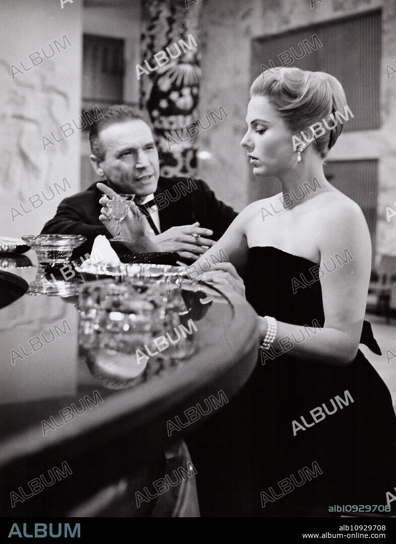German actor and dubbing actor Wolfgang Preiss with Martha Hyer in the movie "Herrin der Welt - Angkor Wat", Germany 1960.