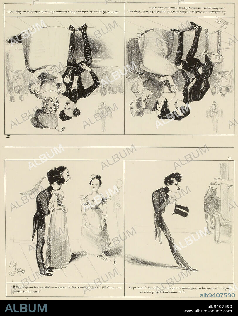 The glances, the teeth of Mr Désirabode, and perhaps the tooth of the emperor, / have their success [...] / 37. [...] Me de Poupernicle has completely succeeded [...] / 38 ., Cham (Amédée Charles de Noé, known as), Draftsman-lithographer, Aubert, Printer-lithographer, In 1840, Print, Graphic arts, Print, Lithography, Dimensions - Work: Height: 34.9 cm, Width: 27.5 cm.