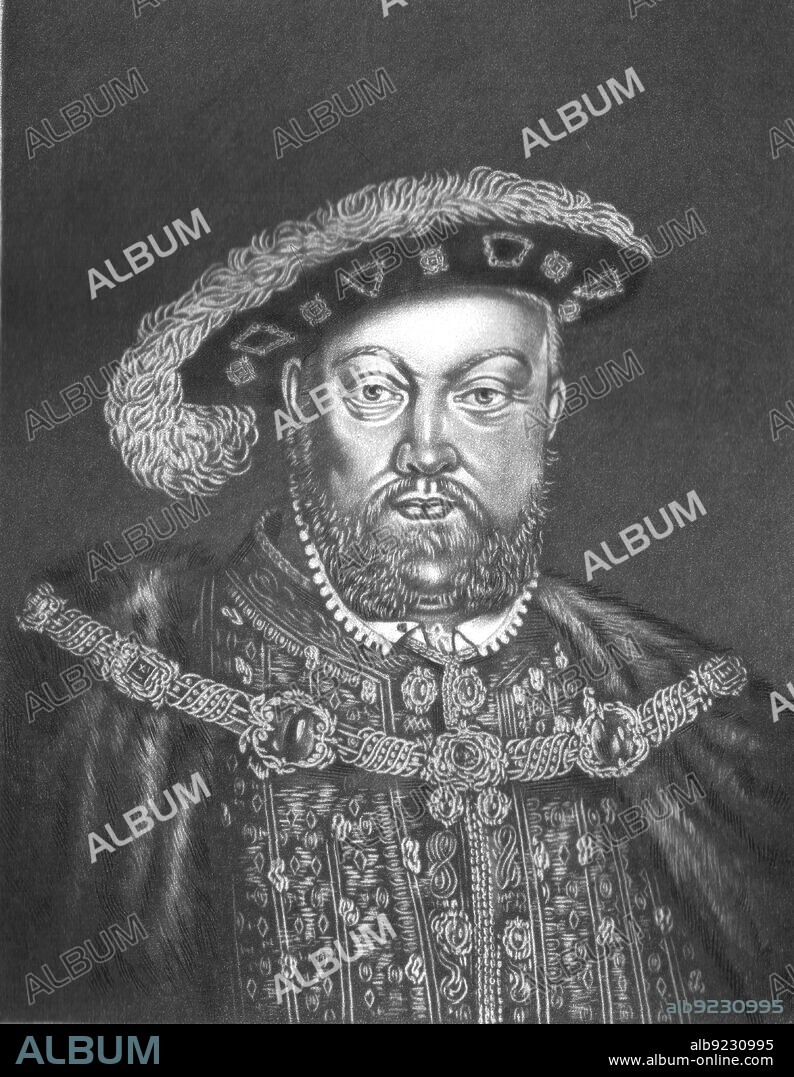 ROBERT DUNKARTON. 'Henry VIII. King of England; Obit 1546', 1815. From From "Portraits of characters illustrious in British History from the beginning of the reign of Henry the Eighth to the end of the reign of James the Second" [Samuel Woodburn, London, 1815].