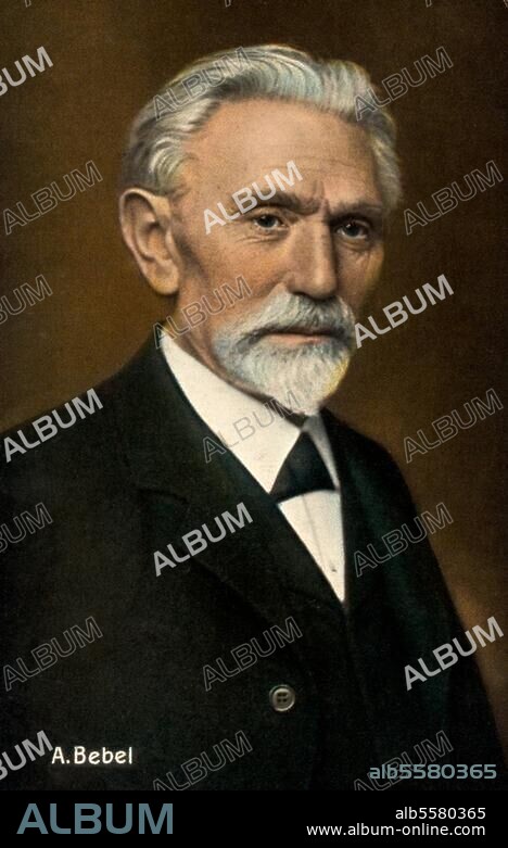 Bebel, August Politiker (SPD), Köln-Deutz 22.2.1840 - Passugg (Schweiz). 13.8.1913. Porträt. Fotopostkarte, koloriert, um 1905.