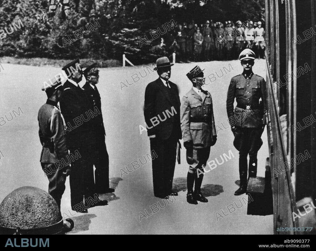 WW2: Compiegne. The French about to sign their surrender to the Germans in 1940.