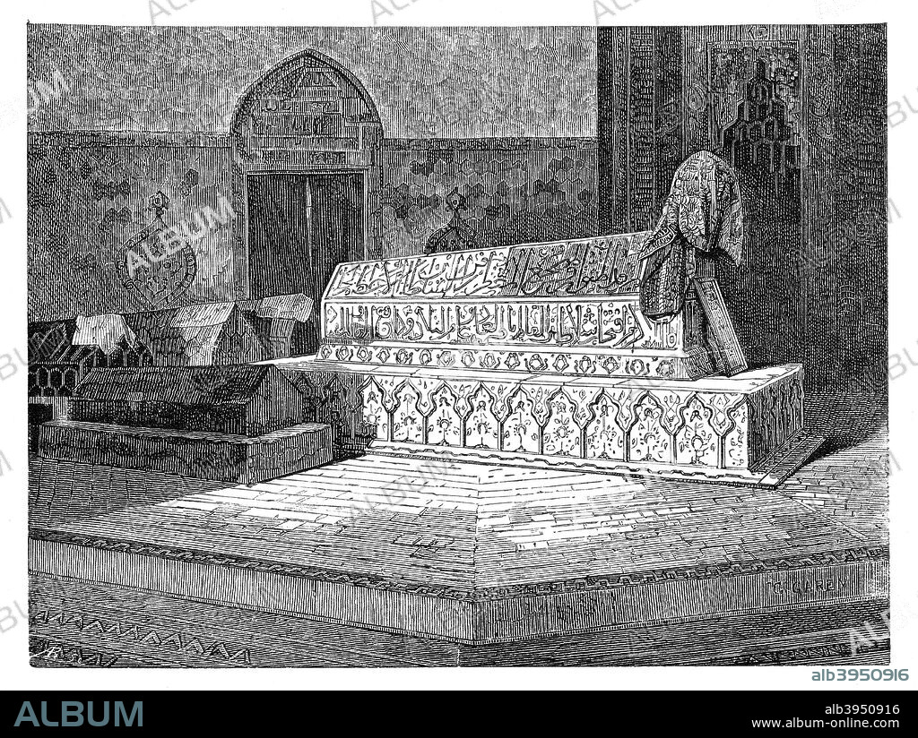 The tomb of Mahomed II in the Green Mosque, Bursa, Turkey, 1895. From The Universal Geography with Illustrations and Maps, division XVII, written by Elisee Reclus and published by Virtue & Co. Limited (London, 1895).