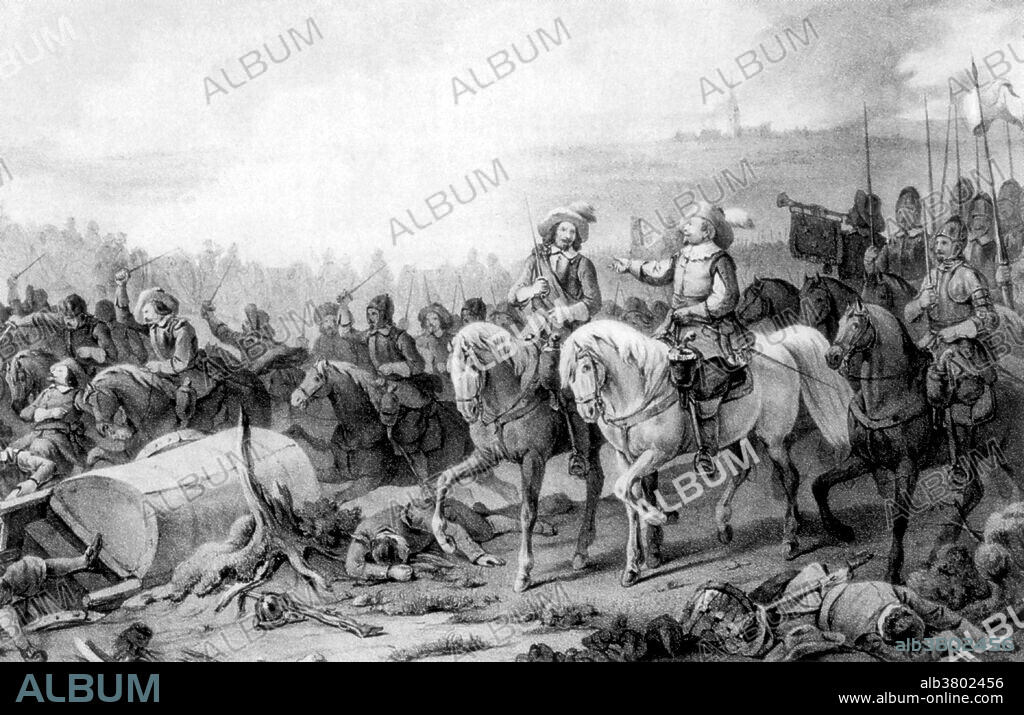 The Battle of Breitenfeld was fought at a crossroads near the walled city of Leipzig on September 17, 1631. The battle lasted over six hours. The first two hours consisted of an exchange of artillery fire, followed by an Imperial attack with cavalry from both wings to both ends of the Protestant line. The cavalry attack routed the Saxon troops on the Swedish left flank. The imperial army conducted a general attack to exploit the exposed left flank. The Swedes repositioned their second line to cover the left flank and counterattacked with their cavalry. The attack on the Imperial left was led personally by Gustavus Adolphus, capturing the Imperial artillery and enveloping the Imperial left flank. The Swedes now had much greater weight of fire from their artillery, infantry, and the captured Imperial artillery. The Imperial line became disorganized under the heavy fire and was enveloped. Over 80% of Imperial forces were killed or captured. It was the Protestants' first major victory of the Thirty Years War. The Thirty Years' War was a series of wars in Central Europe between 1618-48. It was one of the longest and most destructive conflicts in European history, as well as the deadliest European religious war, resulting in eight million casualties.