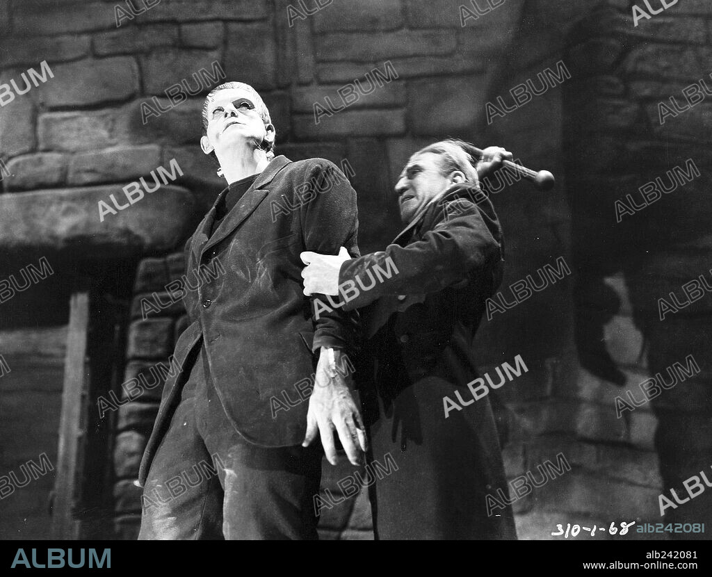 BORIS KARLOFF and EDWARD VAN SLOAN in FRANKENSTEIN: FRANKENSTEIN, 1931 (FRANKENSTEIN), directed by JAMES WHALE. Copyright UNIVERSAL PICTURES.