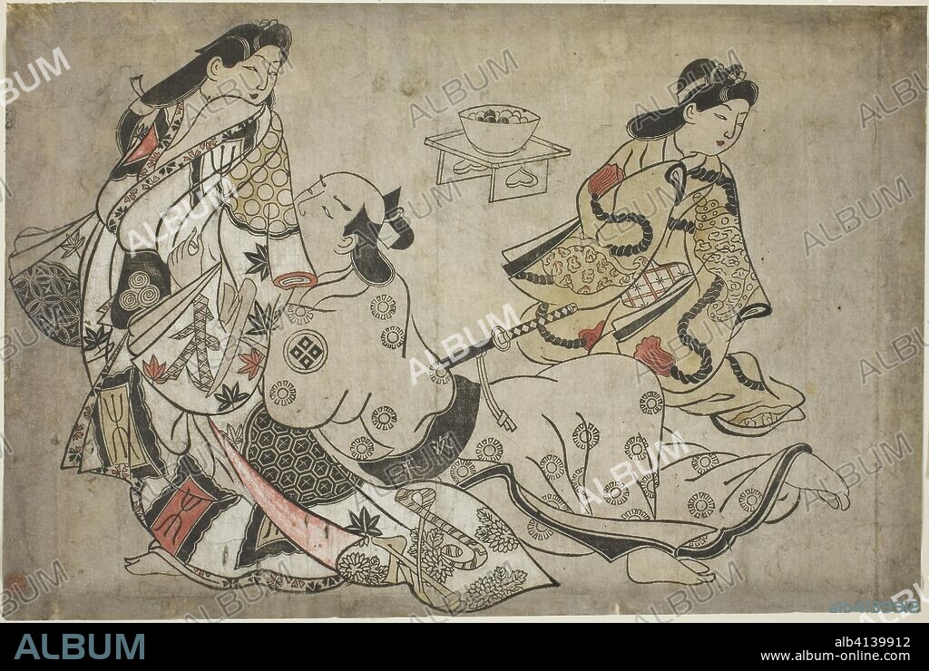The insistent lover, from an untitled series of erotic prints. Sugimura Jihei; Japanese, active c. 1681-1698. Date: 1679-1703. Dimensions: 27.6 x 40.8 cm. Hand-colored woodblock print; oban, sumizuri-e. Origin: Japan.