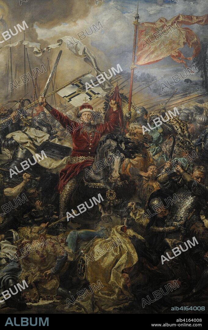 Polish-Lithuanian-Teutonic War (1409-1411). Conflict between Kingdom of Poland and Grand Duchy of Lithuania against the Teutonic Knights. Painting depicting the Battle of Grunwald (Tannenberg) (15 July, 1410), 1878, by Jan Matejko (1838-1893). Detail, Vytautas the Great (1350-1430) Grand Duke of Lithuania. National Museum. Warsaw. Poland.