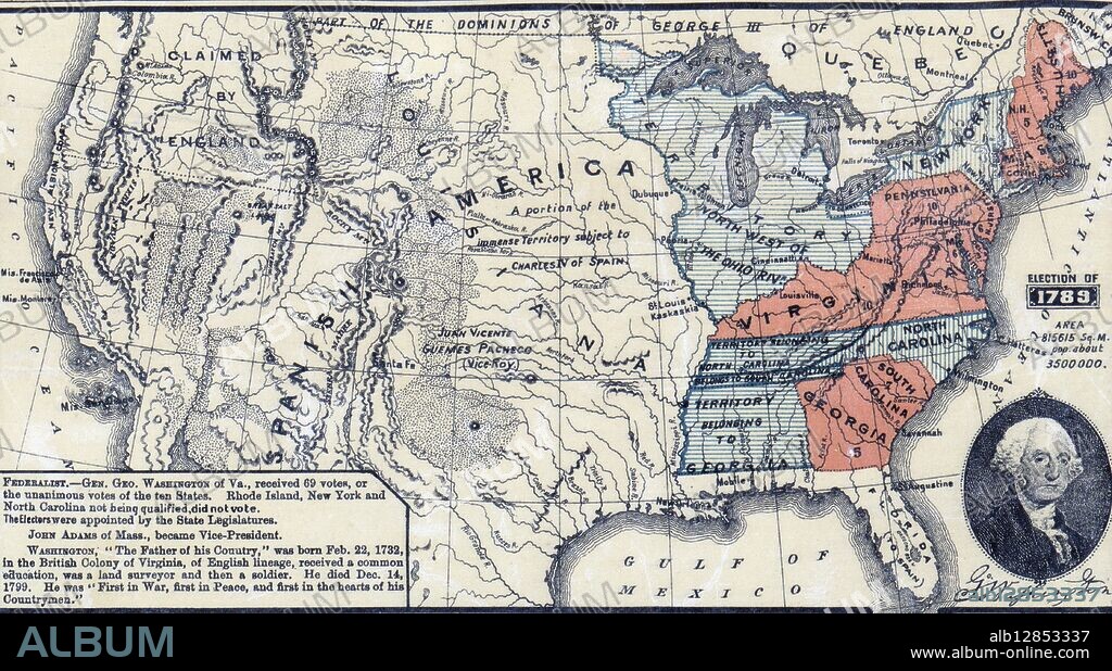 Political map of the USA in, 1789.