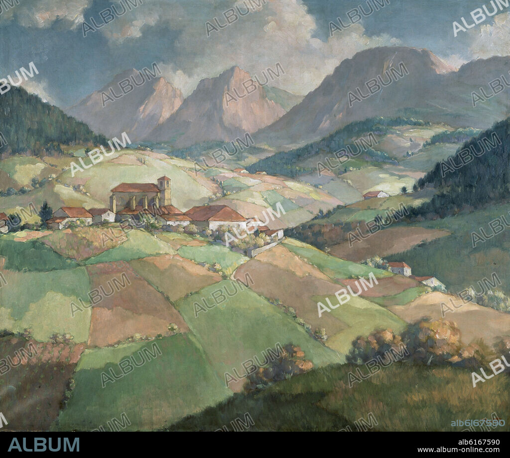 JENARO DE URRUTIA OLARAN. VISTA DE PUEBLO DE ECHANO.