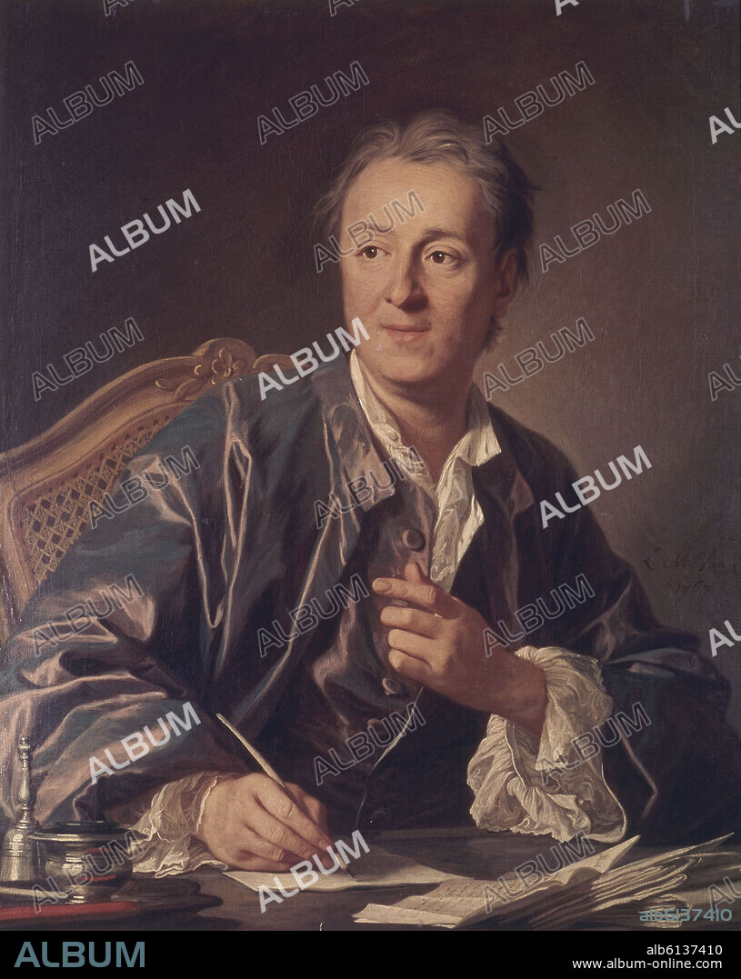 LOUIS-MICHEL VAN LOO (1707-1771). RETRATO DE DENIS DIDEROT (1713-1784) UNO DE LOS AUTORES DE LA ENCICLOPEDIA FRANCESA - 1767 -  BARROCO FRANCES.