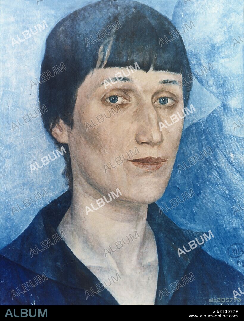 Portrait of russian poet anna akhmatova (1888-1966) by petrov-vodkin, 1922. 01/02/1922