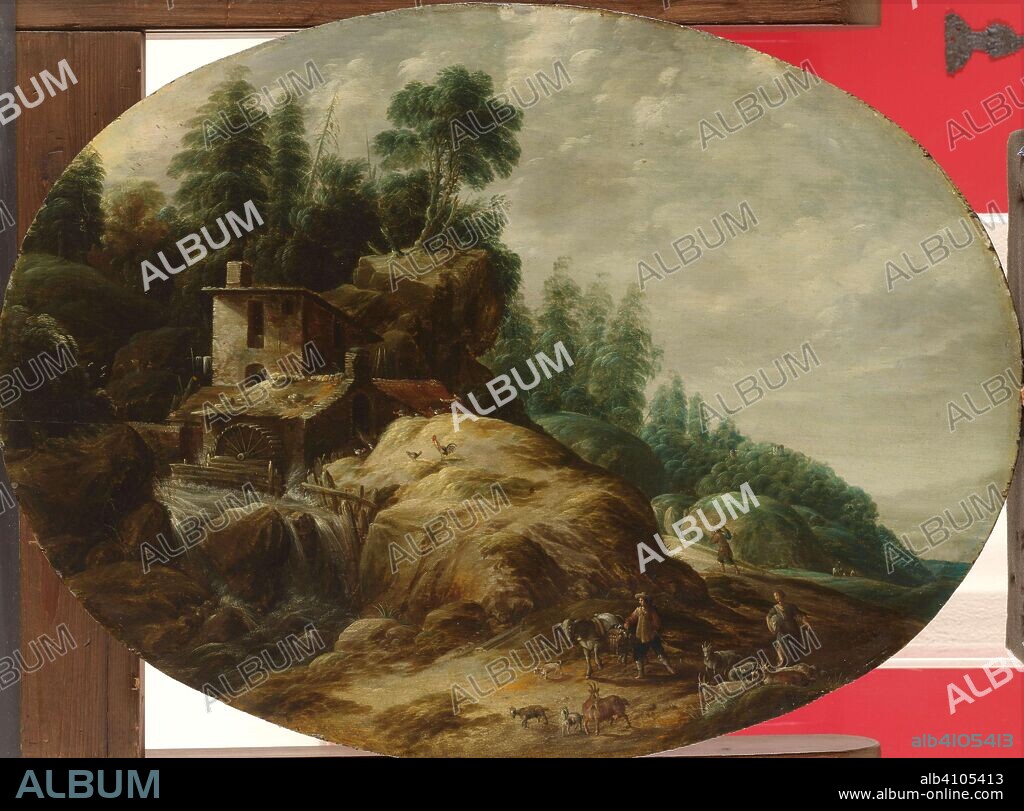 GILLIS PEETERS (I). Landscape with a watermill. Dating: 1633. Measurements: h 43 cm × w 59.5 cm × h 61 cm × w 75 cm × t 5 cm.