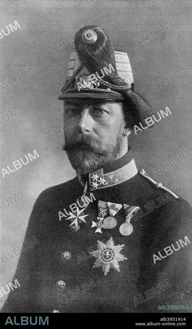 'King George the Fifth, in Austrian Uniform', 1910. George became King of the United Kingdom after the death of his father, King Edward VII, on 6th May 1910. A print from The Sphere, 21st May 1910.