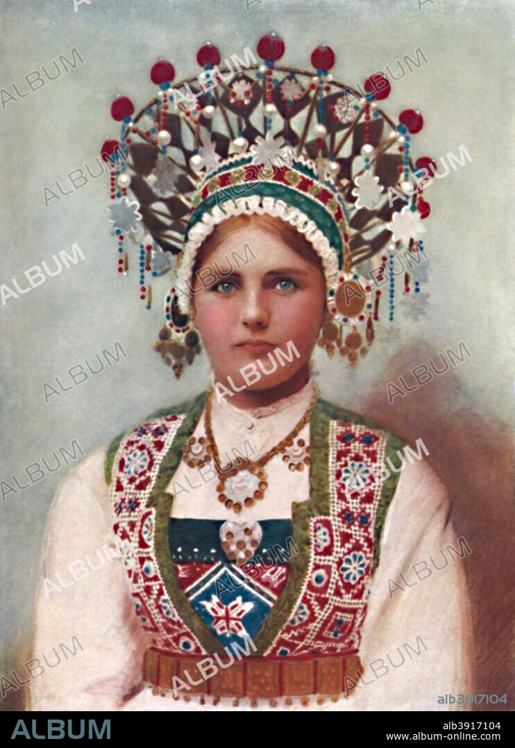 A Norwegian girl in bridal dress, 1912. From The Living Races of Mankind, Vol. II. [Hutchinson & Co, London, 1912].