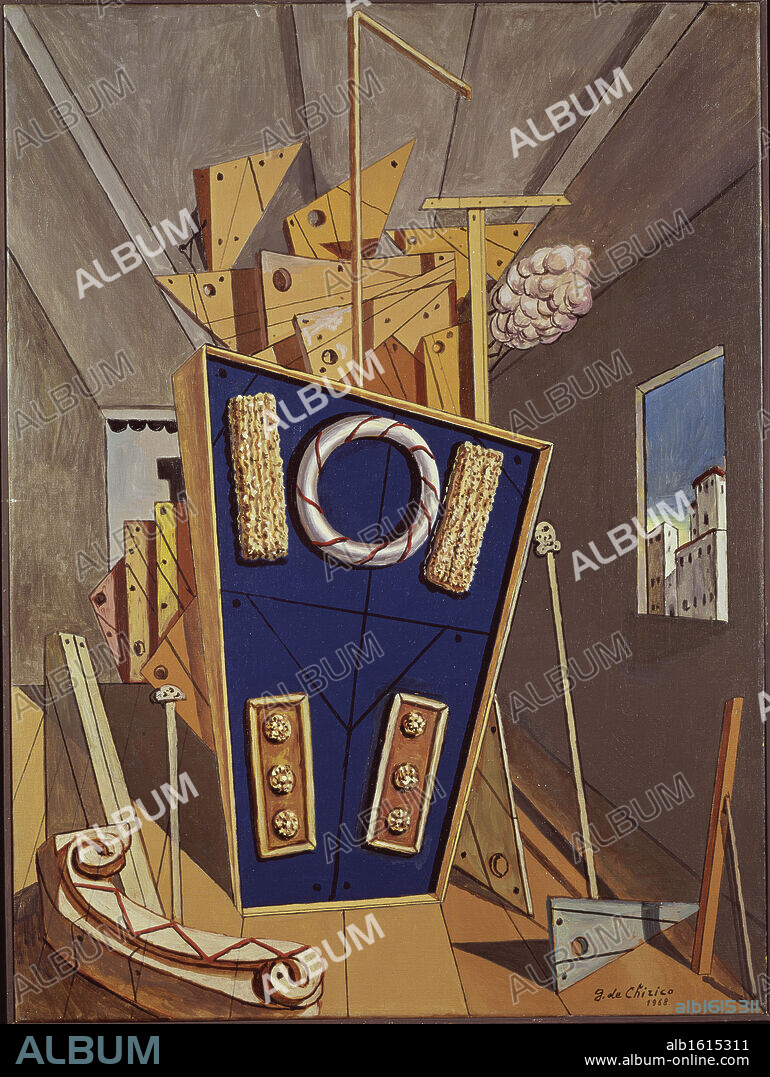 Metaphysical Interior with Biscuits by Giorgio de Chirico, 1968, 1888-1978.