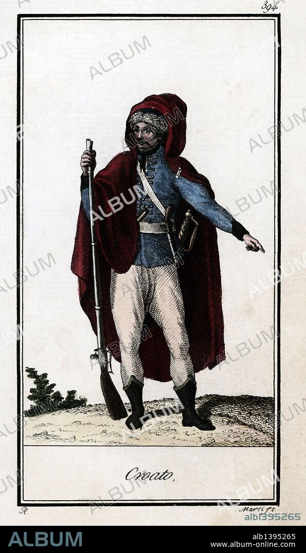 Hombre de Croacia. Grabado en color de 1805.
