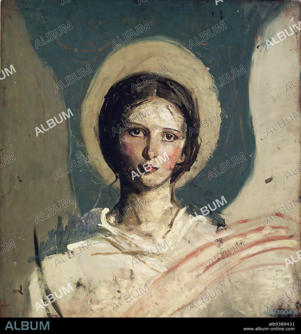 Head of a Boy, Recto and Head of a Girl, Verso, Abbott H. Thayer, American, 1849-1921, Oil on board, ca. 1918-1919, 25 13/16 x 24 in., 65.5 x 61 cm, girl, ndd12, Oil on board, painterly, painting, portrait, woman.