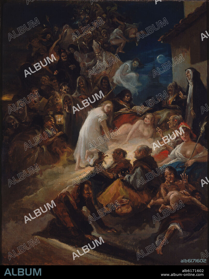 EUGENIO LUCAS VELAZQUEZ. EL AQUELARRE - OLEO/LIENZO - 79,5X63 cm.