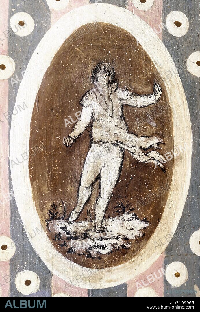 JOVELLANOS. Mural de la Saleta: Pelele haciendo burla.