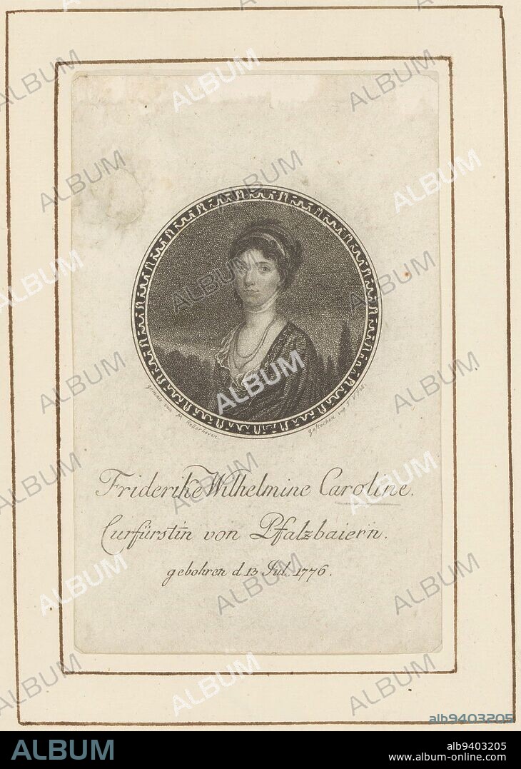 Portrait of Caroline of Baden, Queen of Bavaria, Theodor Vincenz Poll, after Moritz Kellerhoven, 1803 - 1880, print maker: Theodor Vincenz Poll, (mentioned on object), after: Moritz Kellerhoven, (mentioned on object), publisher: Theodor Vincenz Poll, 1803 - 1880, paper, etching, engraving, h 153 mm - w 97 mm.