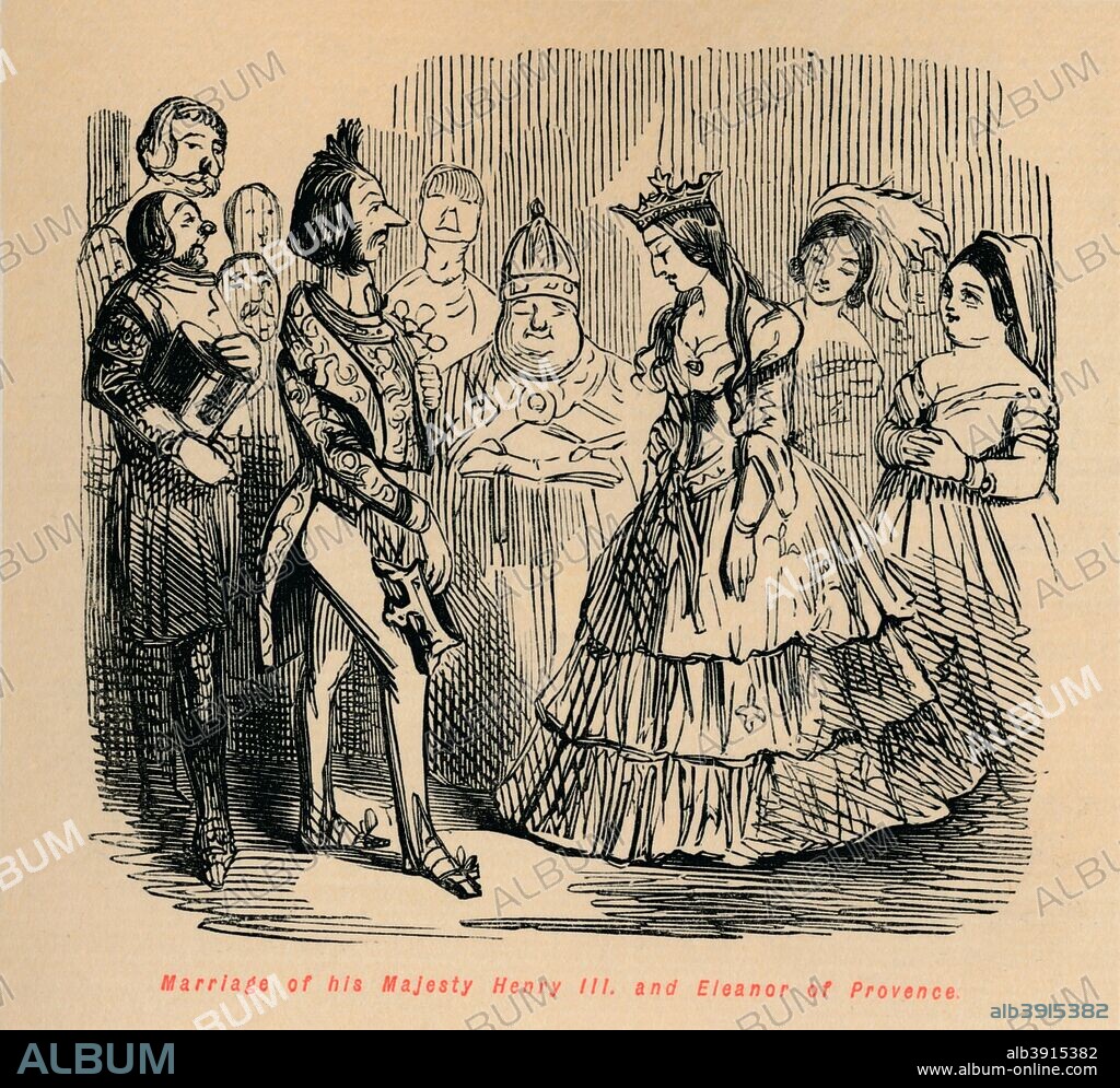 'Marriage of his Majesty Henry III and Eleanor of Provence', c1860, (c1860). The marriage of Henry III (1207-1272) to Eleanor of Provence (c1223-1291) on 14th January 1236 at Canterbury Cathedral. From The Comic History of England, Volume I, by Gilbert A A'Beckett. [Bradbury, Agnew, & Co., London].