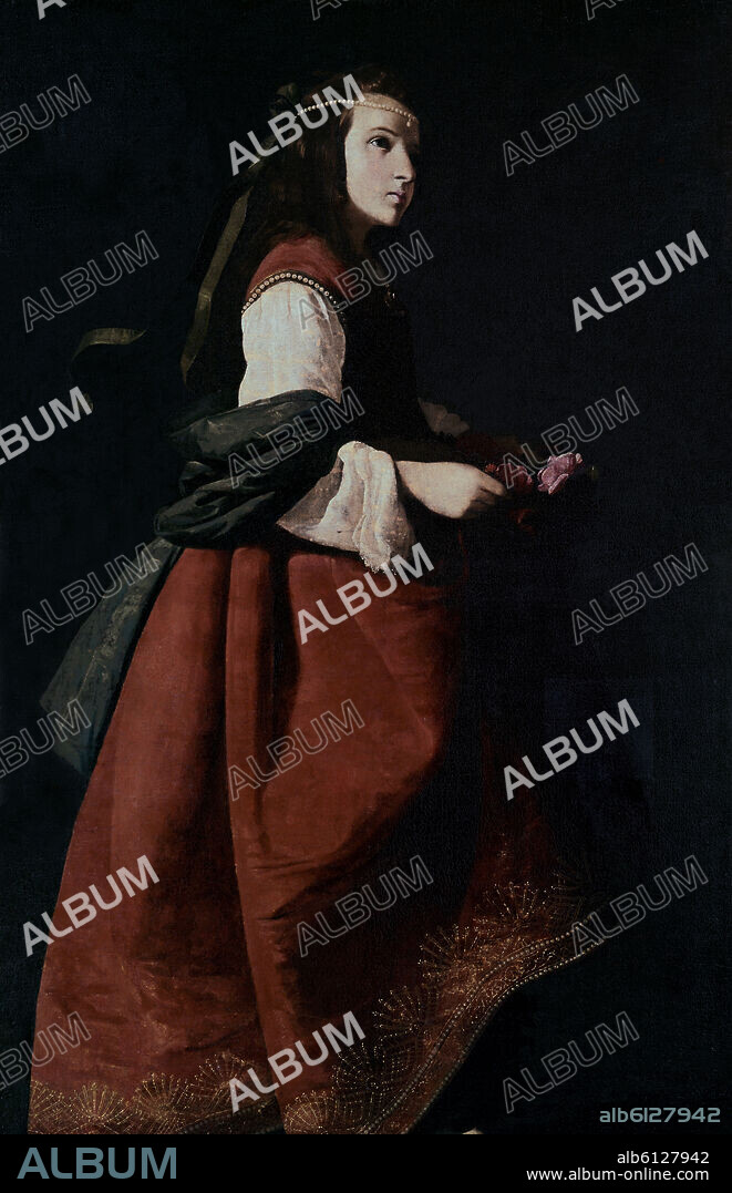 FRANCISCO DE ZURBARAN. SANTA CASILDA NIÑA - 1631/1640 - O/L 170x108 - PINTURA BARROCA ESPAÑOLA.