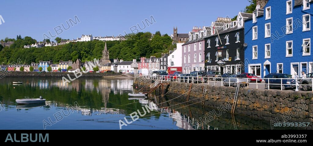 Tobermory, Isle of Mull, Argyll and Bute, Scotland. Tobermory is the largest town on Mull and the site of the island's only whisky distillery. The town was founded as a fishing port in the late 18th century.