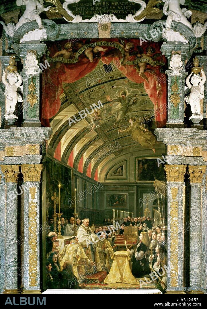 CLAUDIO COELLO. Santa Comunión del Rey Carlos II de España.