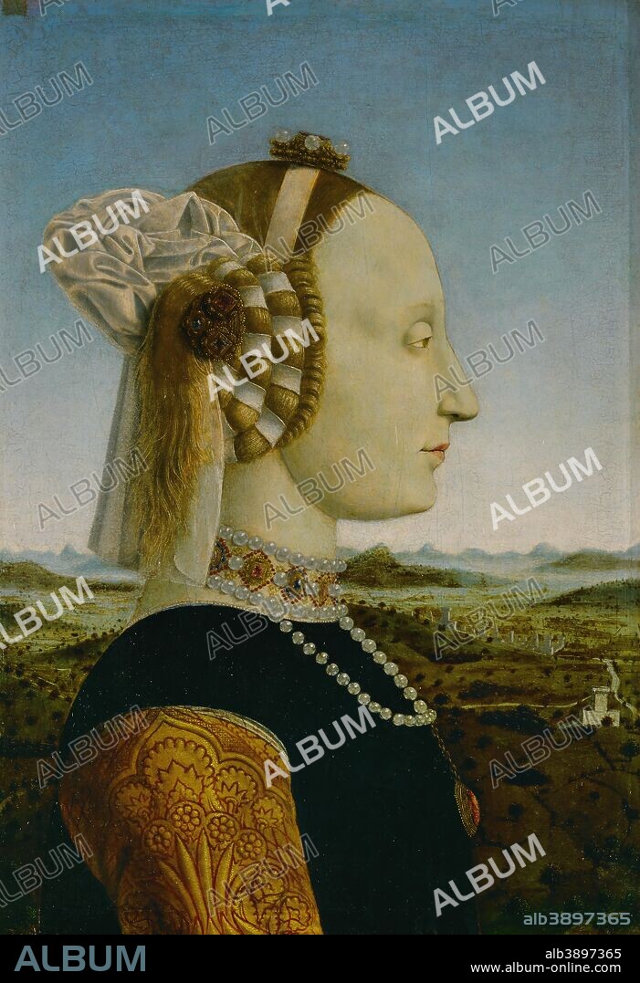 PIERO DELLA FRANCESCA. Ritratti dei Duchi di Urbino Federico da Montefeltro e Battista Sforza Portraits of the Duke and Duchess of Urbino, Federico da Montefeltro and Battista Sforza. Date/Period: 1467 - 1472. Painting. Tempera on panel. Height: 470 mm (18.50 in); Width: 330 mm (12.99 in).