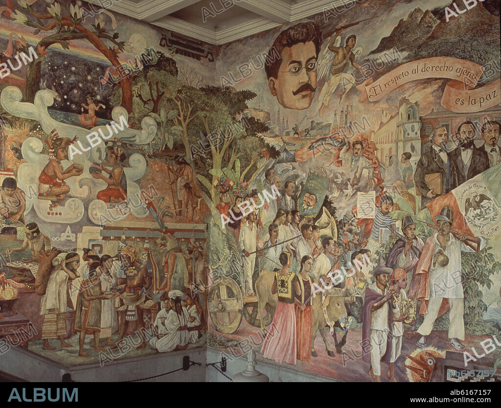 ARTURO GARCÍA BUSTOS. HISTORIA DE MEXICO - RELIGION Y REVOLUCION - MURAL MEXICANO - SIGLO XX - FOTO AÑOS 90.