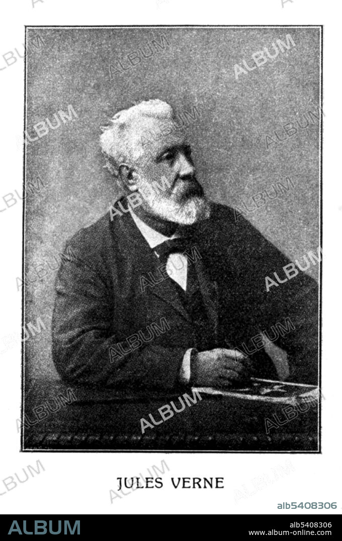 Jules Gabriel Verne (February 8, 1828 - March 24, 1905) was a French novelist, poet, and playwright who pioneered the science fiction genre. He is best known for his novels Twenty Thousand Leagues Under the Sea (1870), A Journey to the Center of the Earth (1864), and Around the World in Eighty Days (1873). Verne wrote about space, air, and underwater travel before air travel and practical submarines were invented, and before practical means of space travel had been devised. He is the 2nd most translated author in the world (after Agatha Christie) and is often called the "Father of Science Fiction", a title shared with Hugo Gernsback and H. G. Wells. (cropped and cleaned).