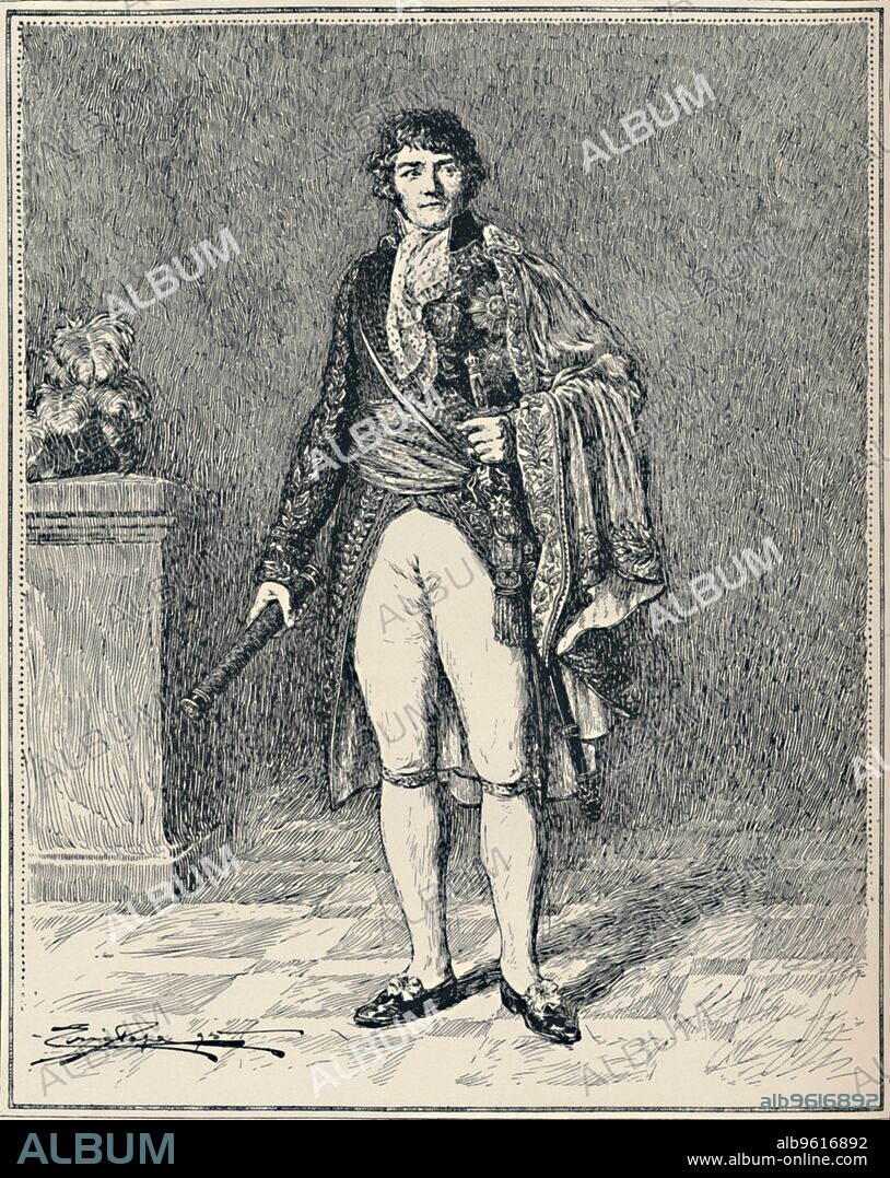'Francois-Joseph Lefebvre - Duke of Dantzic', c1806, (1896). François Joseph Lefebvre (1755-1820), Duc de Dantzig, was a French military commander during the Revolutionary and Napoleonic Wars and one of the original eighteen Marshals of the Empire created by Napoleon. Engraving after a sketch by Eric Pape, from 'the portrait in the collection of Baron de Creuters'. From Life of Napoleon Bonaparte, Volume III, by William Milligan Sloane. [The Century Co., New York, 1896].