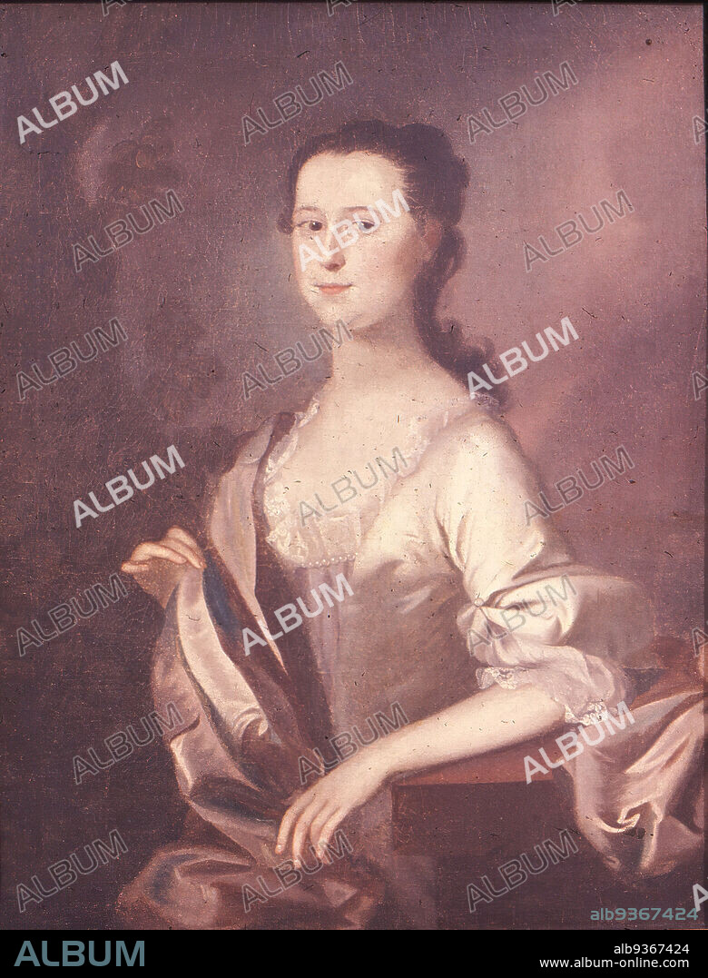 Mrs. Wyseman Clagett, Née Lettice Mitchell; Later Mrs. Simon McQuesten, Joseph Blackburn, American, active ca. 1750-1780, Oil on canvas, ca. 1760, 36 1/16 x 27 3/4 in., 91.6 x 70.5 cm, 18th century, bare shoulder, bodice, bosom, breast, cleavage, creamy throat, decolletage, dress, Fancy Dress, glance, ivory skin, Joseph Blackburn, lace, low cut, milky neck, neck, oil on canvas, painting, Portrait, Portrait Painting, Portraiture, Refined, sideways, silk, throat, unsigned, Woman.