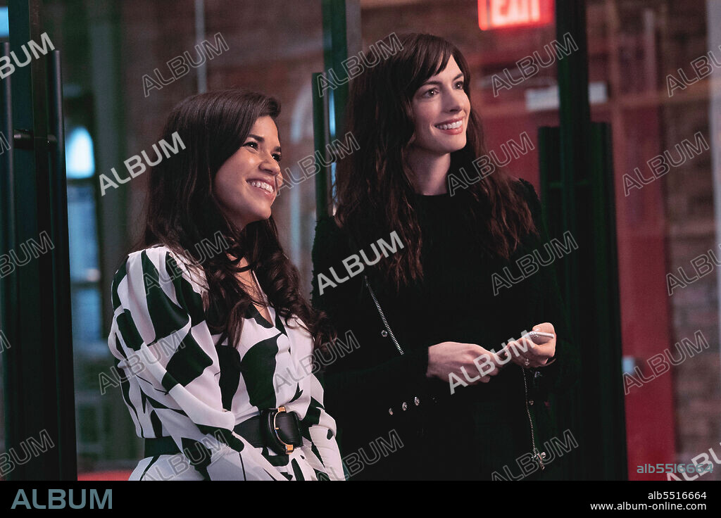 AMERICA FERRERA and ANNE HATHAWAY in WECRASHED, 2022, directed by GLENN FICARRA, JOHN REQUA, ROBERT PULCINI and SHARI SPRINGER BERMAN. Copyright Apple Studios.