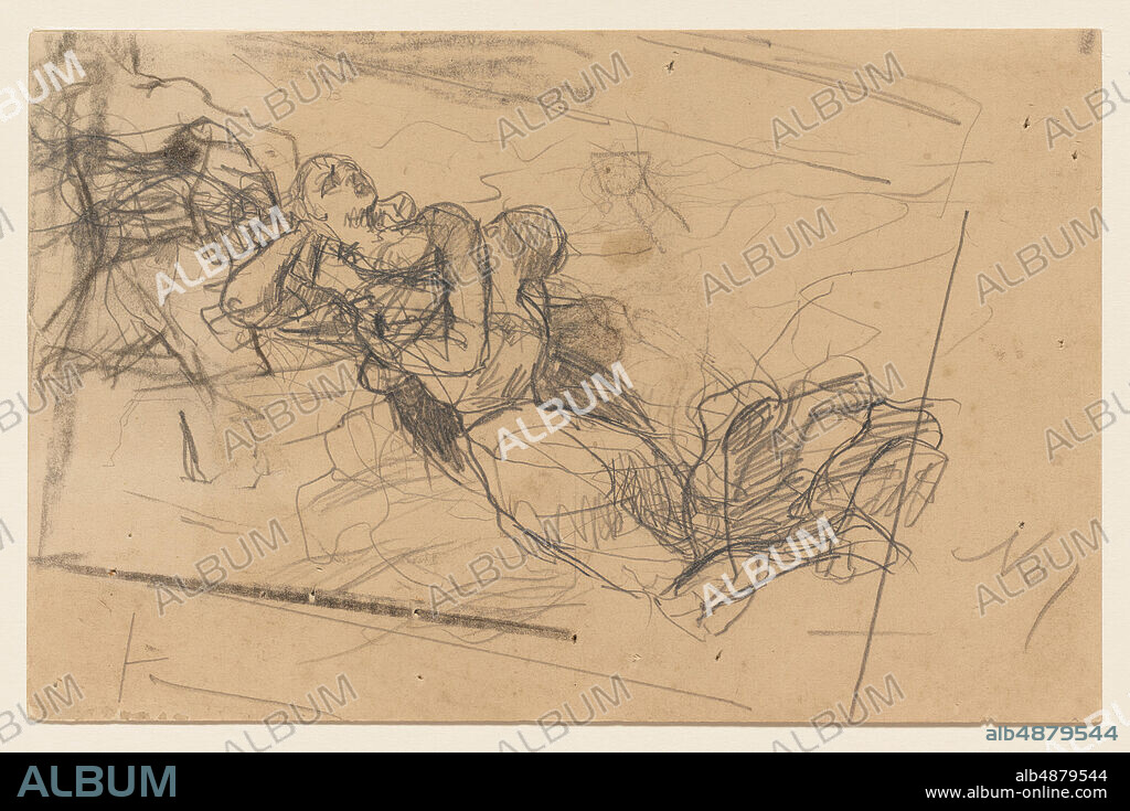 Winslow Homer, American, 18361910, Drowning Figures (Study for Undertow), c. 1886, Graphite, with chalk, on beige wove paper, 5 3/4 x 8 7/8 in. (14.6 x 22.6 cm).