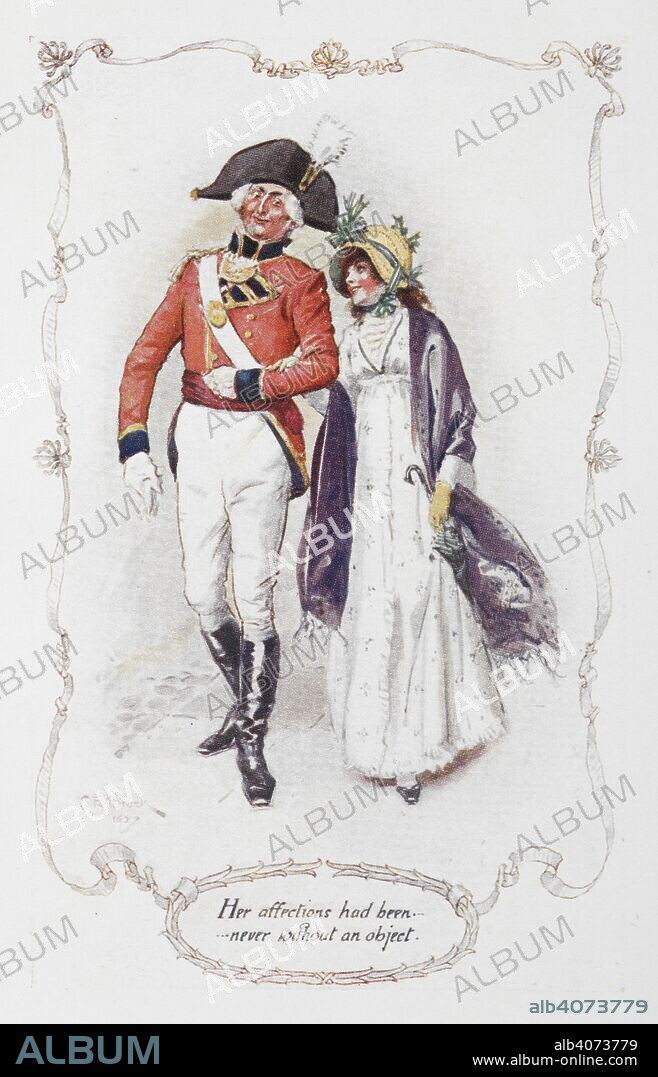 JANE AUSTEN y CHARLES EDMUND BROCK. George Wickham and Lydia Bennet. 'Her affections had been never without doubt'. Illustration to 'Pride and Prejudice', the novel by Jane Austen. Pride and Prejudice. London : J. M. Dent & Sons, 1907. Source: 012208.g.2/3 opposite page 246. Language: English.