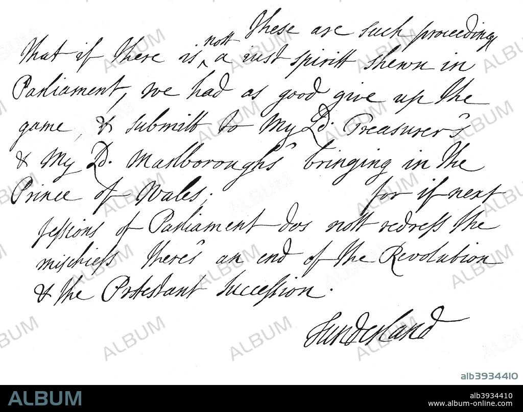 Part of a letter written by Charles Spencer, 3rd Earl of Sunderland, 1678 (1840). The letter is dated 9 August 1678 and is addressed to John Holles, 3rd Duke of Newcastle. From Historical and Literary Curiosities consisting of Fac-similies of Original Documents, by Charles John Smith and published by Henry G Bohn (London, 1840).