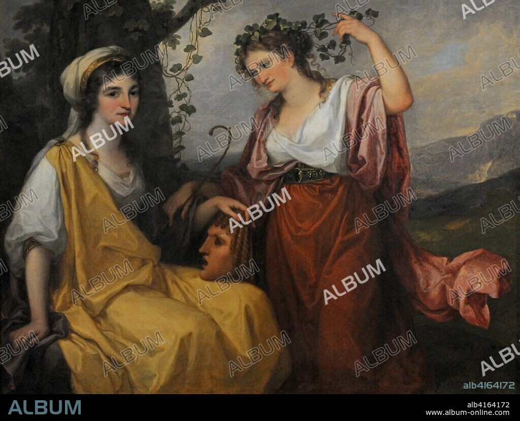 Angelica Kauffmann (1741-1807). Pintora suizo-austriaca. Retrato de Domenica Morghen y Maddalena Volpato como Musa de la Tragedia y Musa de la Comedia, 1791. Museo Nacional de Varsovia. Polonia.