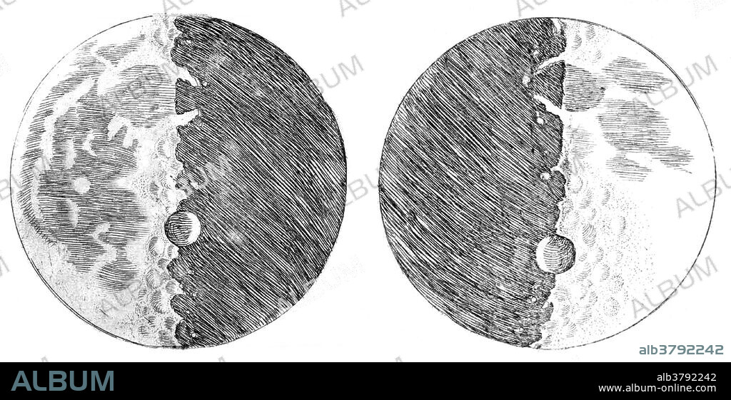 Moon drawings from Siderius Nuncivs by Galileo Galilei, 1610. By Galileo's time the Moon was believed to be perfectly smooth and incorruptible, like the Sun. In November 1609 Galileo pointed his telescope to the Moon for the first time. From November 30 until December 18, he examined and drew the moon. The first description of Lunar craters were described in his book Sidereus Nuncius. He differentiated great and ancient spots (macula magna antiqua) from small spots (macula minor). Galileo Galilei (1564-1642) was an Italian physicist, mathematician, astronomer, and philosopher who played a major role in the Scientific Revolution. His achievements include improvements to the telescope, important astronomical observations and support for Copernicanism. Galileo has been called the "father of modern observational astronomy", the "father of modern physics", the "father of science", and "the father of modern science".