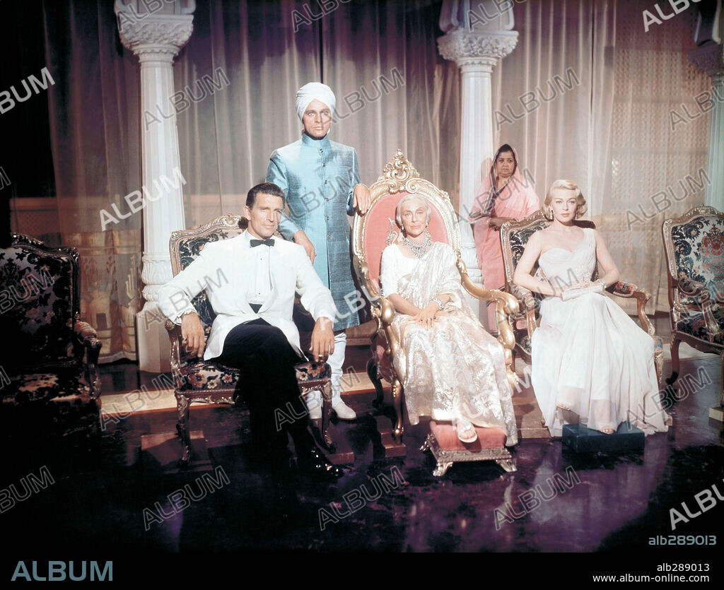 LANA TURNER, MICHAEL RENNIE y RICHARD BURTON en LAS LLUVIAS DE RANCHIPUR, 1955 (THE RAINS OF RANCHIPUR), dirigida por JEAN NEGULESCO. Copyright 20TH CENTURY FOX.