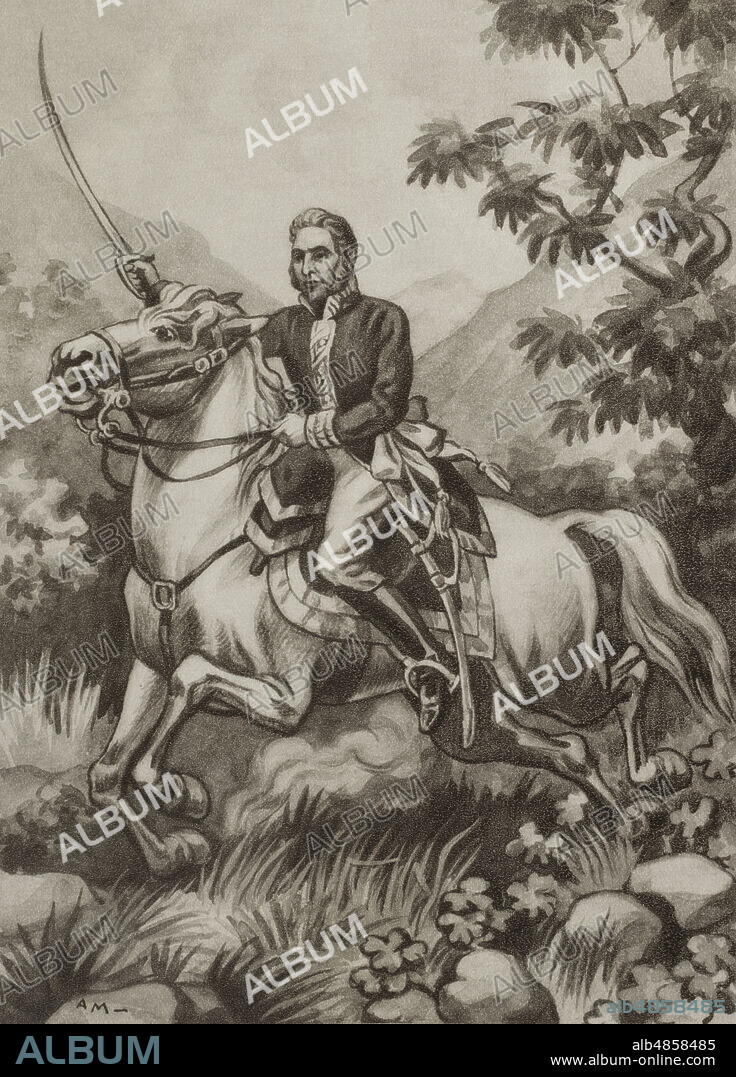 Francisco Espoz y Mina (1781-1836). Militar español. Jefe de las partidas de Navarra durante la guerra de la Independencia Española. El general Mina. Los guerrilleros de 1808. Historia popular de la Guerra de la Independencia, por Enrique Rodríguez-Solís. Tomo I. Publicado en Madrid, 1930.