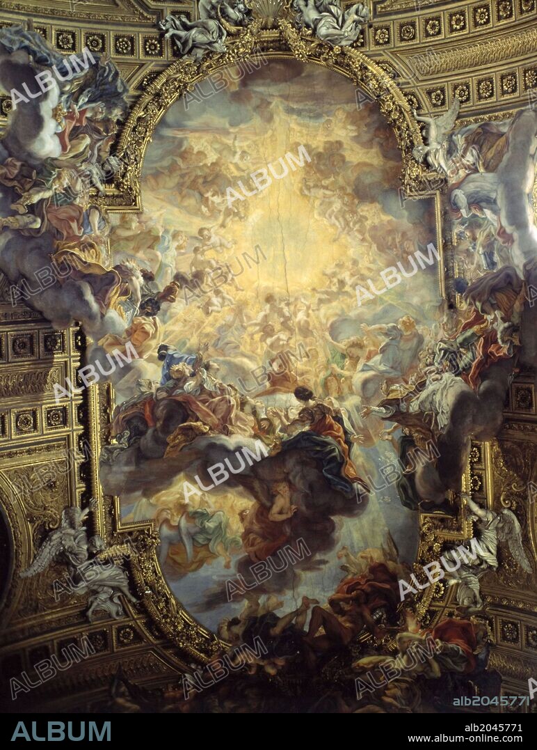 BACICCIO (GIOVANNI BATTISTA GAULLI). Ceiling fresco. Triumph of Name of Jesus (1674-1679). Church of Il Gesú, Roma.
