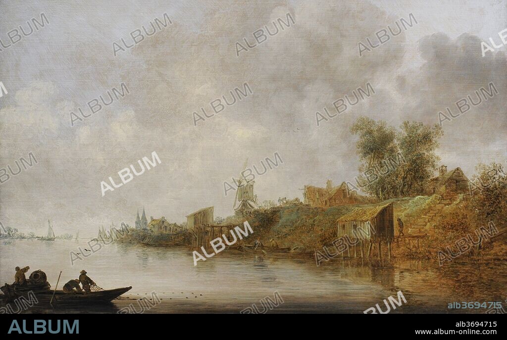 Jan van Goyen (1596-1656). Pintor holandés. Paisaje fluvial con barcazas de pesca, 1642. Museo Wallraf-Richartz. Colonia. Alemania.