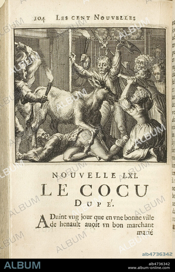 Le cocu dupe. Gravure de 1701 par Romain de HOOGE (1645-1708) ou Romeyn de Hooghe pour dans Les cents nouvelles Nouvelles. Collection privee. Credit MIGNY/KHARBINE TAPABOR.