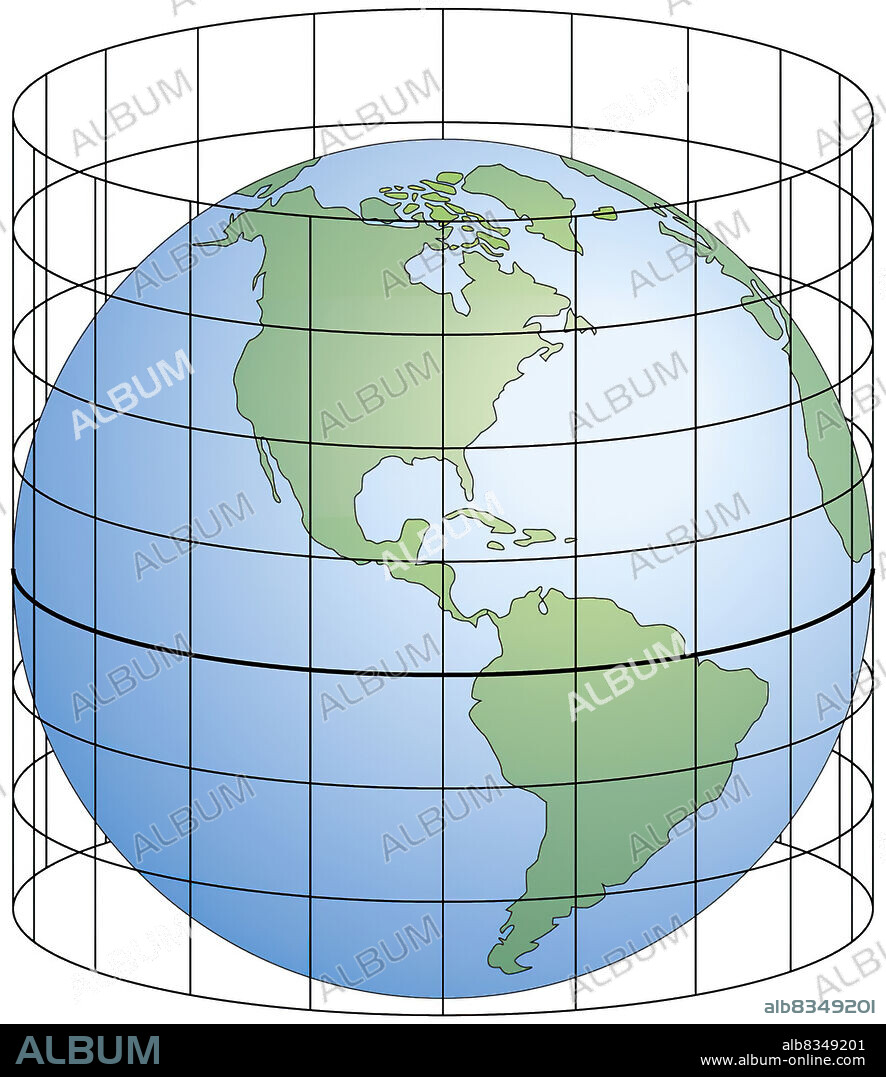 Invented in 1569 by the Dutch geographer Gerard Mercator, the Mercator projection compensates for the eastwest distortion with an equivalent southnorth distortion of the polar regions. Because of this, the Mercator projection preserves the right angles between the parallels and meridians, and is therefore still one of the most frequently used systems for navigation. However, the correction causes some areas, especially those close to the poles, to appear larger.