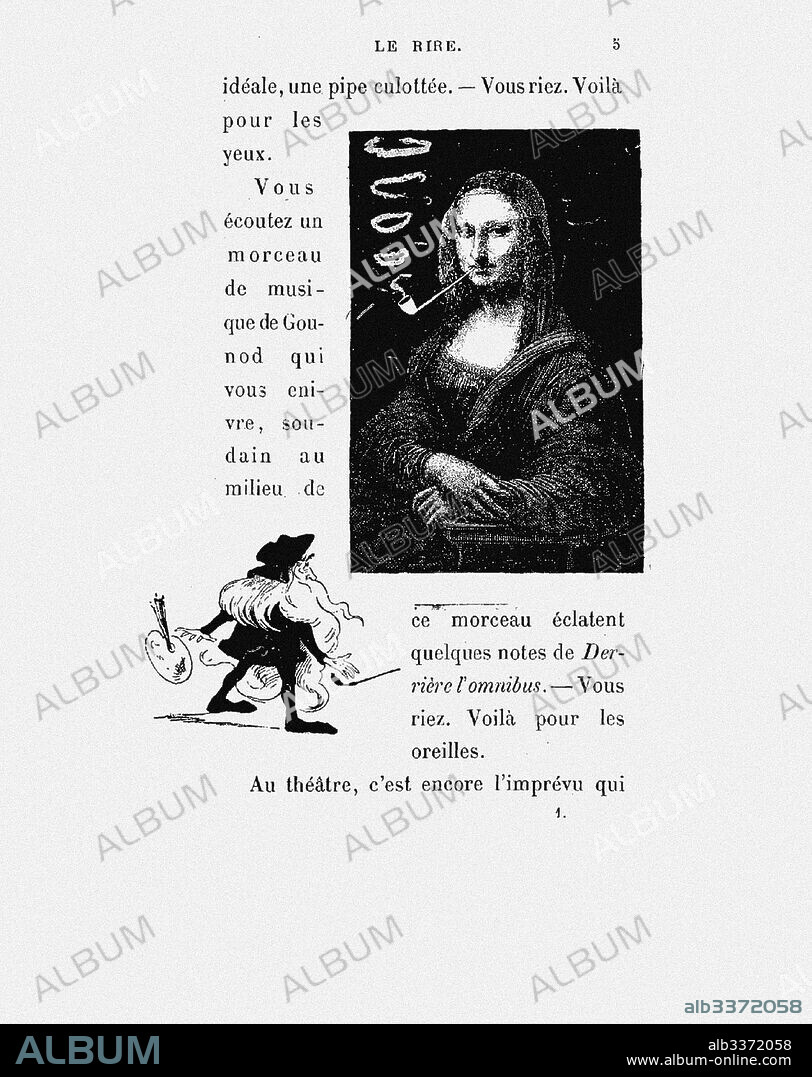 EUGèNE BATAILLE (SAPECK). Mona Lisa Smoking a Pipe (Mona Lisa fumant la pipe). From the book Le rire.