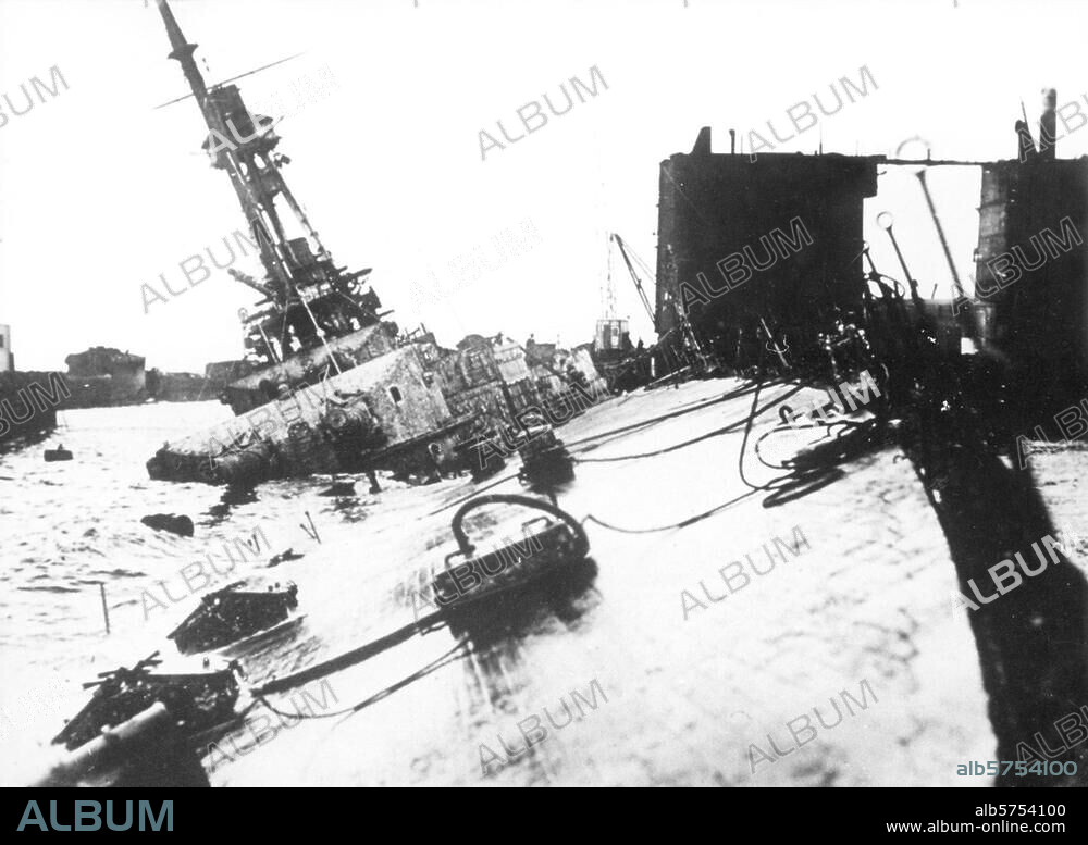 Geschichte Deutschland, 21.6.1919 /. Selbstversenkung der internierten dt. Flotte im engl. Marinestützpunkt Scapa Flow auf den Orkney-Inseln. Schlachtkreuzer "Hindenburg". Foto.